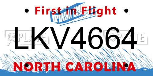 LKV4664 North Carolina License Plate