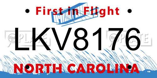 LKV8176 North Carolina License Plate