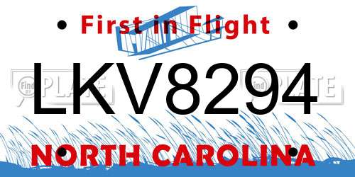LKV8294 North Carolina License Plate