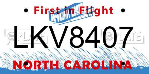 LKV8407 North Carolina License Plate