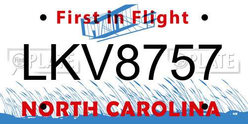 LKV8757 North Carolina License Plate