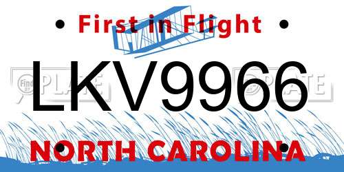 LKV9966 North Carolina License Plate