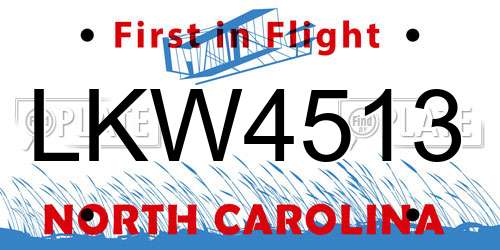 LKW4513 North Carolina License Plate