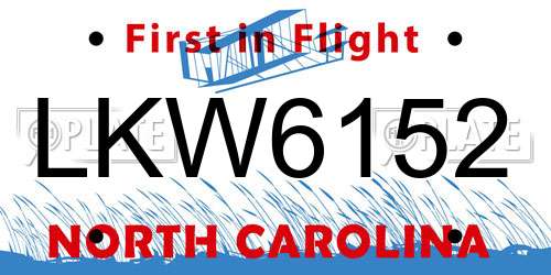 LKW6152 North Carolina License Plate