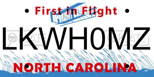 LKWH0MZ North Carolina License Plate
