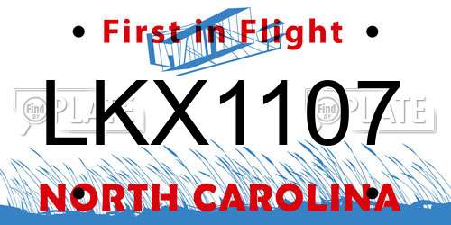 LKX1107 North Carolina License Plate