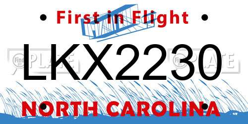 LKX2230 North Carolina License Plate