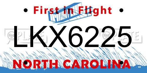 LKX6225 North Carolina License Plate