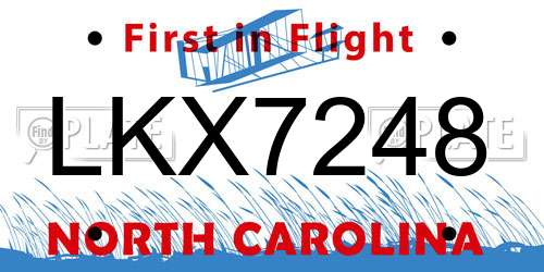 LKX7248 North Carolina License Plate