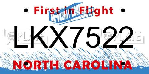 LKX7522 North Carolina License Plate