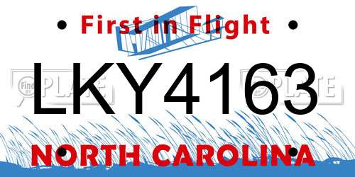 LKY4163 North Carolina License Plate