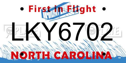 LKY6702 North Carolina License Plate