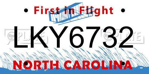 LKY6732 North Carolina License Plate