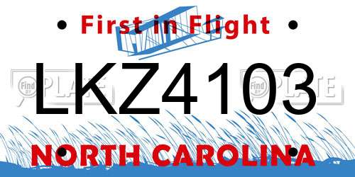LKZ4103 North Carolina License Plate