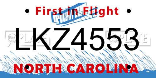 LKZ4553 North Carolina License Plate
