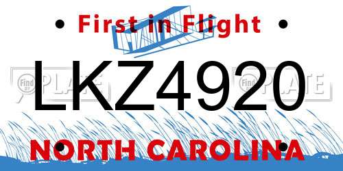 LKZ4920 North Carolina License Plate