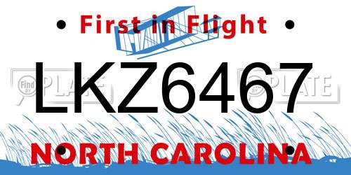 LKZ6467 North Carolina License Plate
