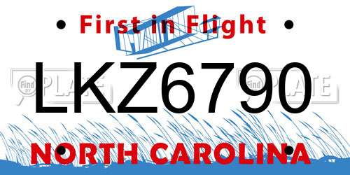 LKZ6790 North Carolina License Plate