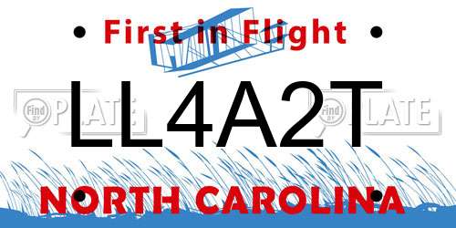 LL4A2T North Carolina License Plate