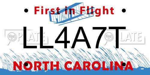 LL4A7T North Carolina License Plate