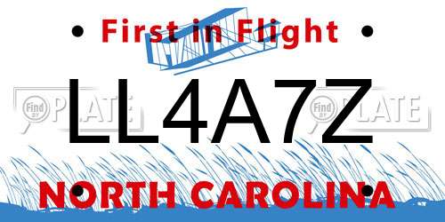 LL4A7Z North Carolina License Plate
