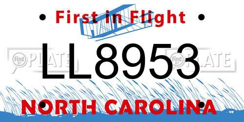 LL8953 North Carolina License Plate