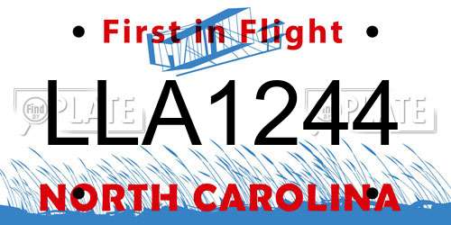 LLA1244 North Carolina License Plate