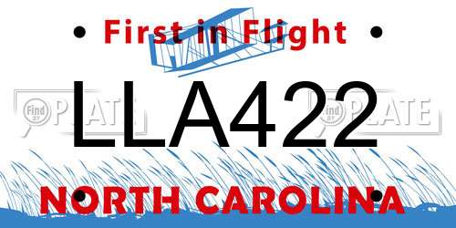 LLA422 North Carolina License Plate