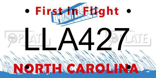 LLA427 North Carolina License Plate