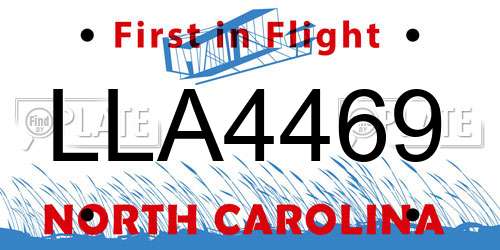 LLA4469 North Carolina License Plate