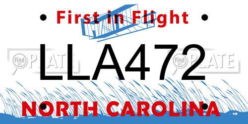 LLA472 North Carolina License Plate