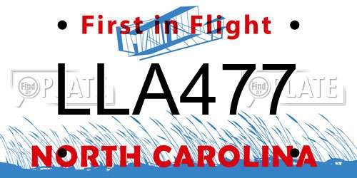 LLA477 North Carolina License Plate