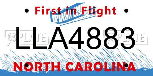 LLA4883 North Carolina License Plate