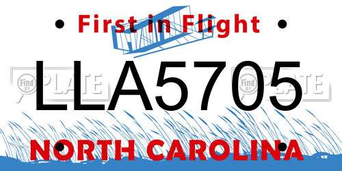 LLA5705 North Carolina License Plate
