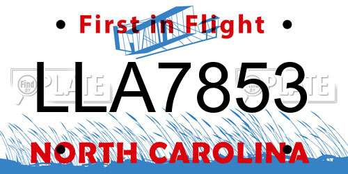 LLA7853 North Carolina License Plate