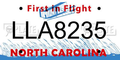 LLA8235 North Carolina License Plate
