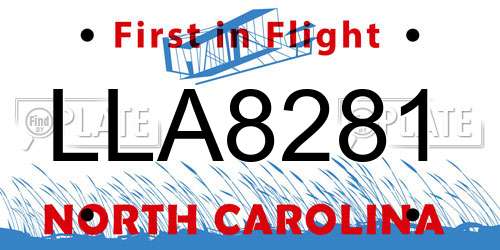 LLA8281 North Carolina License Plate