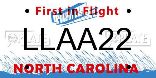LLAA22 North Carolina License Plate
