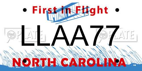 LLAA77 North Carolina License Plate