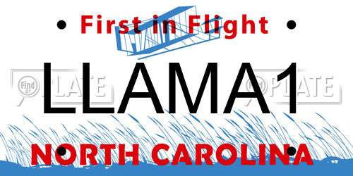 LLAMA1 North Carolina License Plate