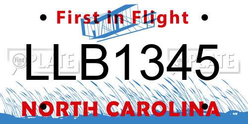 LLB1345 North Carolina License Plate