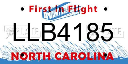 LLB4185 North Carolina License Plate