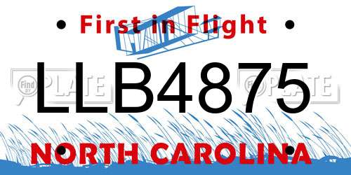 LLB4875 North Carolina License Plate