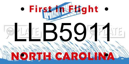 LLB5911 North Carolina License Plate