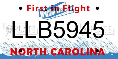 LLB5945 North Carolina License Plate