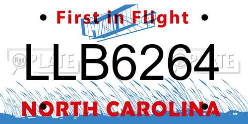 LLB6264 North Carolina License Plate