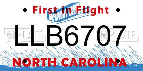 LLB6707 North Carolina License Plate