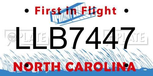 LLB7447 North Carolina License Plate