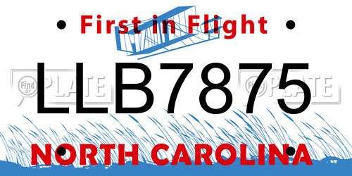 LLB7875 North Carolina License Plate