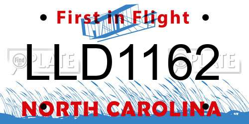 LLD1162 North Carolina License Plate